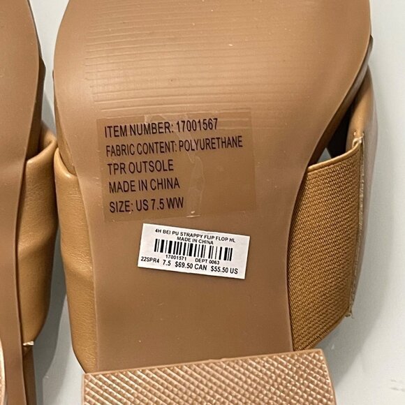 Torrid Womens New Beige Chunky Heel Y2K 90s Thong Heel Sandals Size 7.5WW - Picture 3 of 9